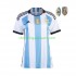 Maillot de Foot Argentine 3 Stars Féminine Domicile Coupe du Monde 2022 Manche Courte