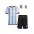 Maillot de Foot Argentine 3 Stars Enfant Domicile Coupe du Monde 2022 Manche Courte