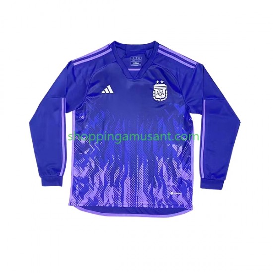 Maillot de Foot Argentine Homme Extérieur Coupe du Monde 2022 Manche Longue
