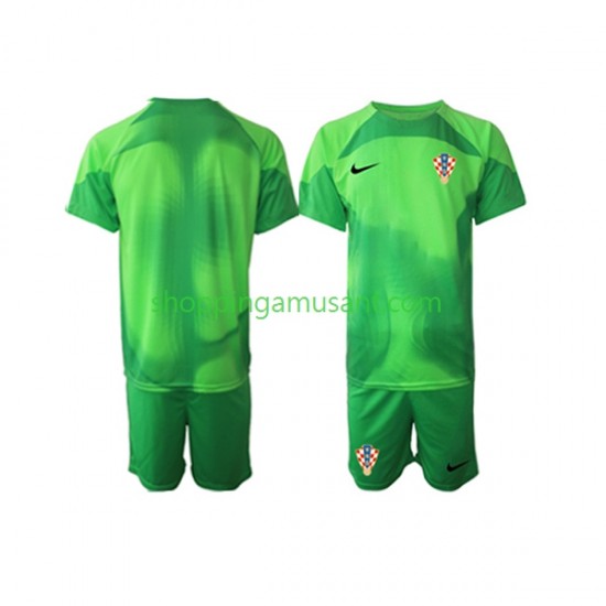 Maillot de Foot Croatie Gardien Enfant Extérieur Coupe du Monde 2022 Manche Courte