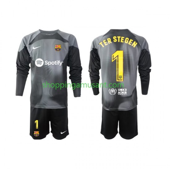 Maillot de Foot FC Barcelone Ter Stegen 1 Gardien Enfant Extérieur 2022-2023 Manche Longue