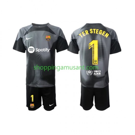 Maillot de Foot FC Barcelone Ter Stegen 1 Gardien Enfant Extérieur 2022-2023 Manche Courte