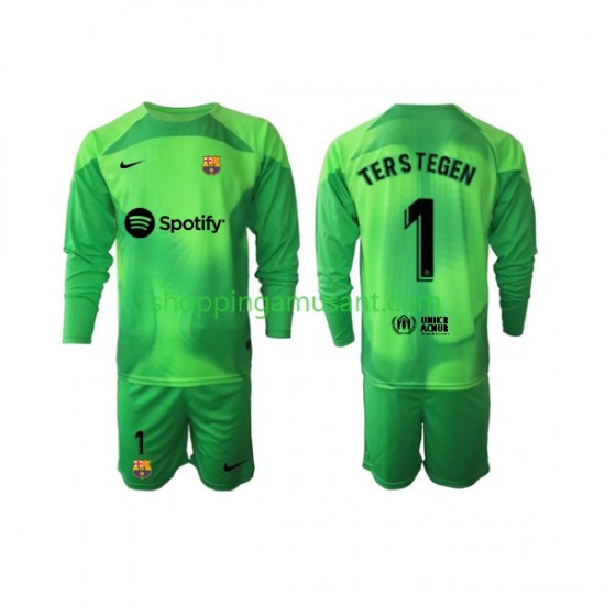 Maillot de Foot FC Barcelone Ter Stegen 1 Gardien Enfant Domicile 2022-2023 Manche Longue