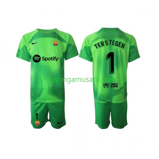 Maillot de Foot FC Barcelone Ter Stegen 1 Gardien Enfant Domicile 2022-2023 Manche Courte