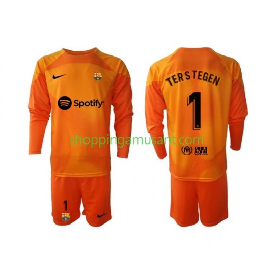 Maillot de Foot FC Barcelone Ter Stegen 1 Gardien Enfant Neutre 2022-2023 Manche Longue