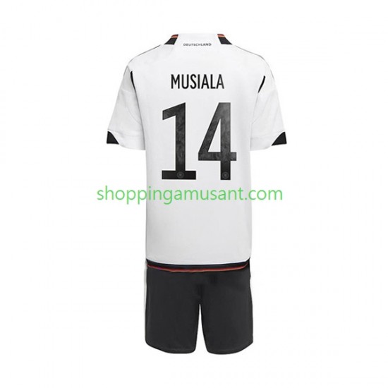 Maillot de Foot Allemagne Musiala 14 Enfant Domicile Coupe du Monde 2022 Manche Courte