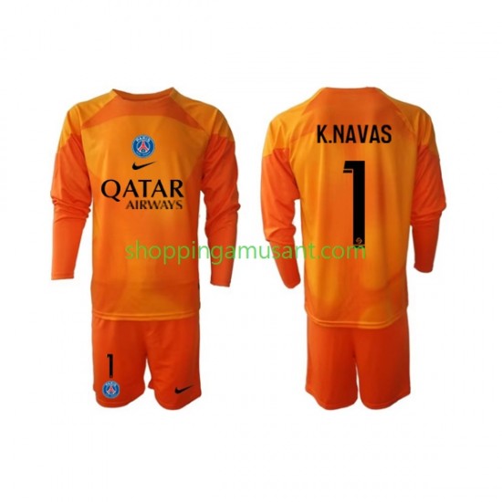 Maillot de Foot Paris Saint-Germain Keylor Navas 1 Gardien Enfant Extérieur 2022-2023 Manche Longue