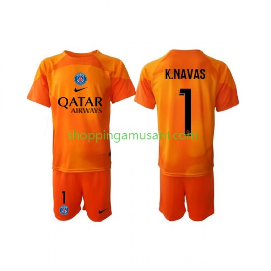 Maillot de Foot Paris Saint-Germain Keylor Navas 1 Gardien Enfant Extérieur 2022-2023 Manche Courte