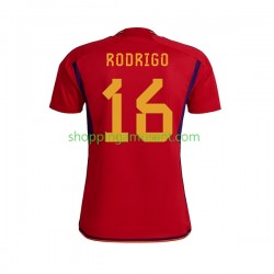 Maillot de Foot Espagne RODRIGO 16 Homme Domicile Coupe du Monde 2022 Manche Courte