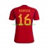 Maillot de Foot Espagne RODRIGO 16 Homme Domicile Coupe du Monde 2022 Manche Courte