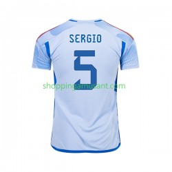Maillot de Foot Espagne SERGIO BUSQUETS 5 Homme Extérieur Coupe du Monde 2022 Manche Courte
