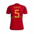 Maillot de Foot Espagne SERGIO BUSQUETS 5 Homme Domicile Coupe du Monde 2022 Manche Courte