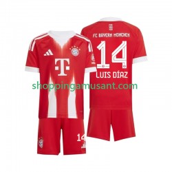 Maillot de Foot Bayern Munich Luis Diaz 14 Enfant Domicile 2025-2026 Manche Courte