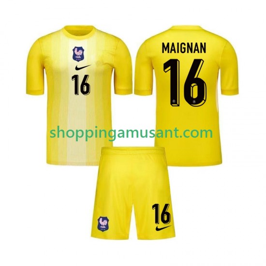Maillot de Foot France Mike Maignan 16 Gardien Enfant Domicile 2025 Manche Courte