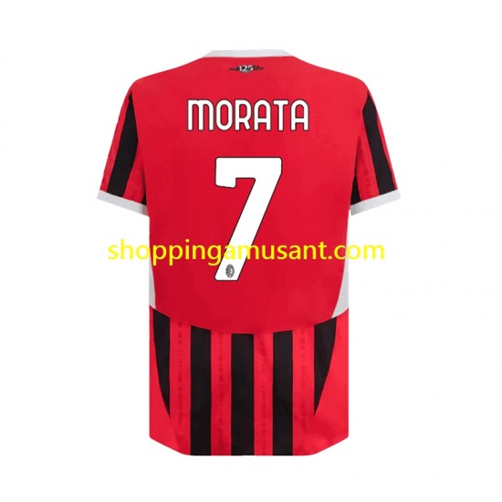 Maillot de Foot AC Milan Alvaro Morata 7 Homme Domicile 2024-2025 Manche Courte