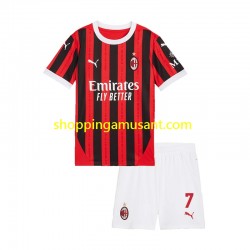 Maillot de Foot AC Milan Alvaro Morata 7 Enfant Domicile 2024-2025 Manche Courte