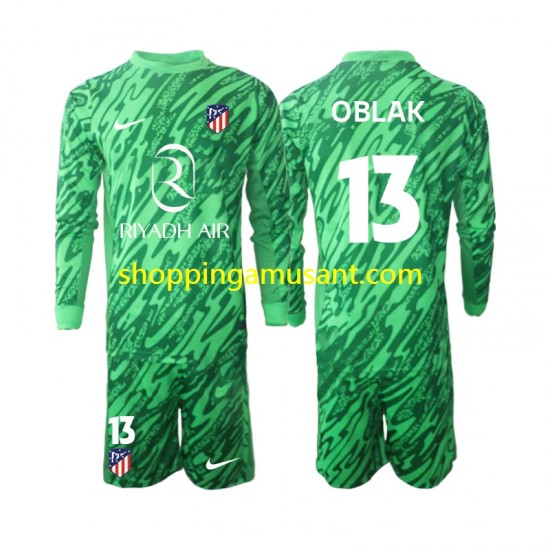 Maillot de Foot Atlético Madrid Jan Oblak 13 Gardien Enfant Extérieur 2024-2025 Manche Longue