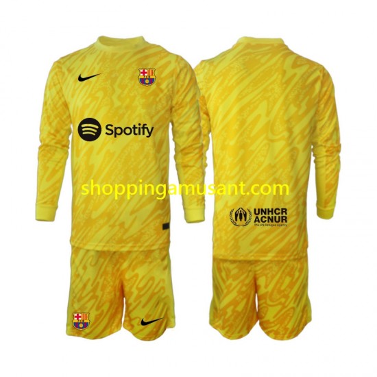 Maillot de Foot FC Barcelone Gardien Enfant Extérieur 2024-2025 Manche Longue