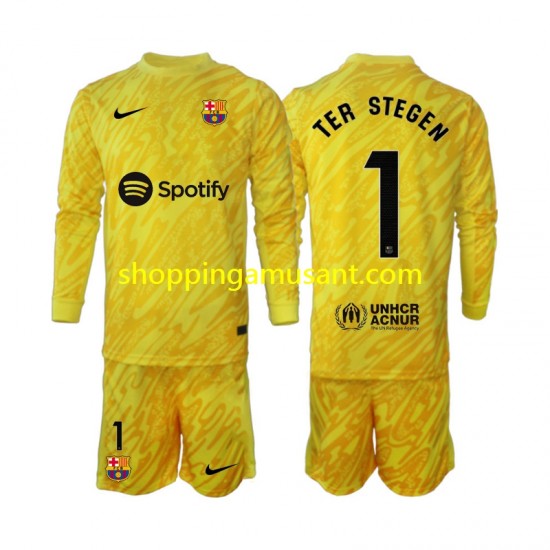 Maillot de Foot FC Barcelone Ter Stegen 1 Gardien Enfant Extérieur 2024-2025 Manche Longue