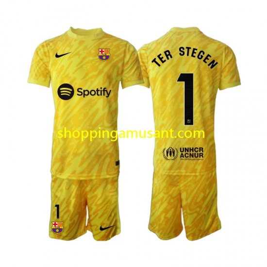 Maillot de Foot FC Barcelone Ter Stegen 1 Gardien Enfant Extérieur 2024-2025 Manche Courte