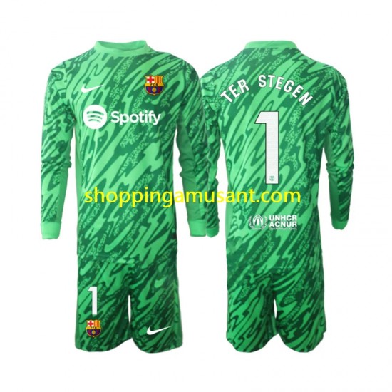 Maillot de Foot FC Barcelone Ter Stegen 1 Gardien Enfant Domicile 2024-2025 Manche Longue