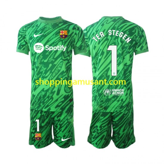 Maillot de Foot FC Barcelone Ter Stegen 1 Gardien Enfant Domicile 2024-2025 Manche Courte