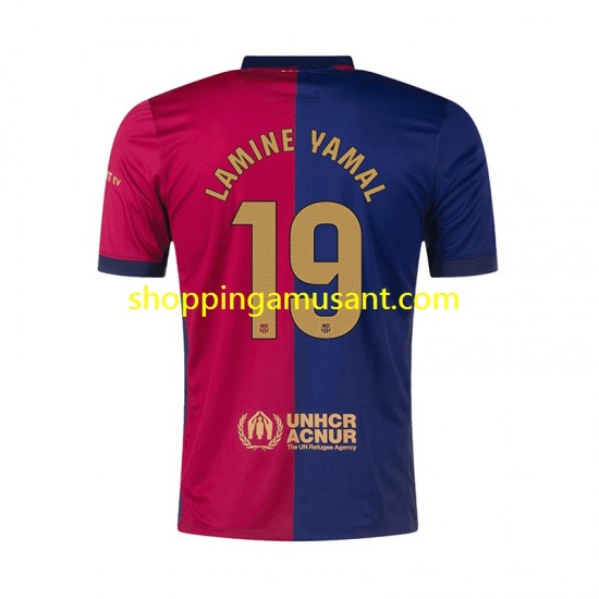 Maillot de Foot FC Barcelone Lamine Yamal 19 Homme Domicile 2024-2025 Manche Courte