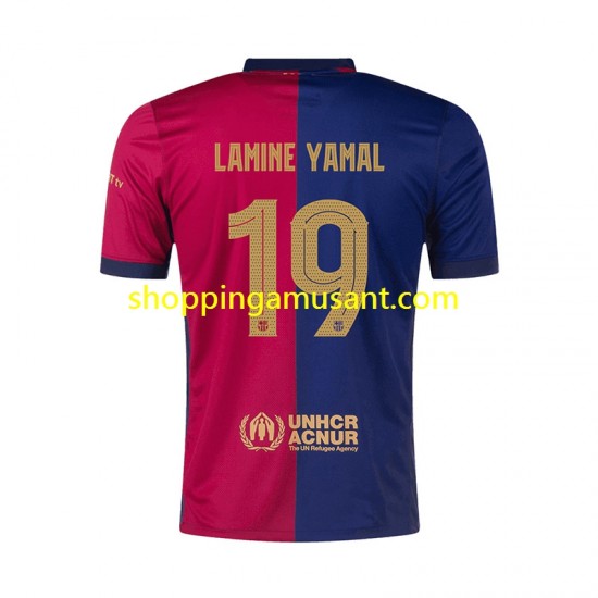Maillot de Foot FC Barcelone UCL Font Lamine Yamal 19 Homme Domicile 2024-2025 Manche Courte