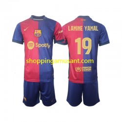 Maillot de Foot FC Barcelone UCL Font Lamine Yamal 19 Enfant Domicile 2024-2025 Manche Courte