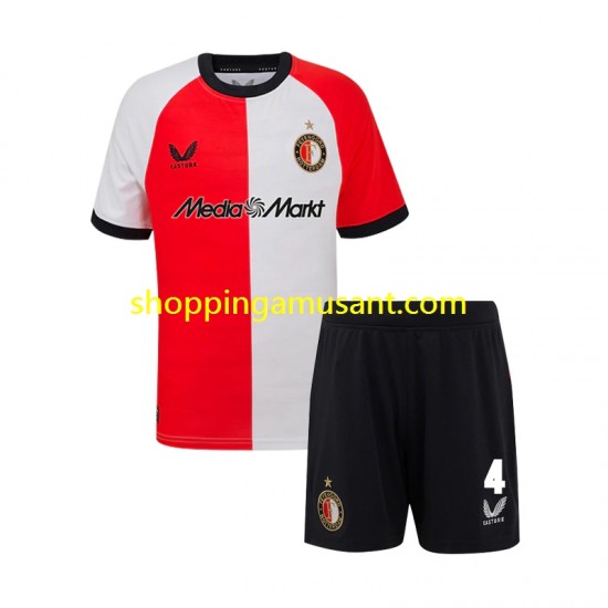 Maillot de Foot Feyenoord Rotterdam Lutsharel Geertruida 4 Enfant Domicile 2024-2025 Manche Courte