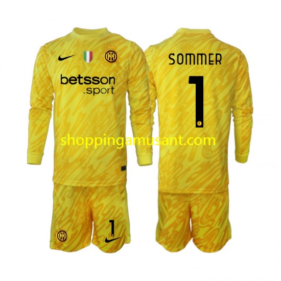 Maillot de Foot Inter Milan Yann Sommer 1 Gardien Enfant Extérieur 2024-2025 Manche Longue