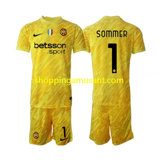 Maillot de Foot Inter Milan Yann Sommer 1 Gardien Enfant Extérieur 2024-2025 Manche Courte