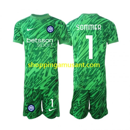Maillot de Foot Inter Milan Yann Sommer 1 Gardien Enfant Domicile 2024-2025 Manche Courte