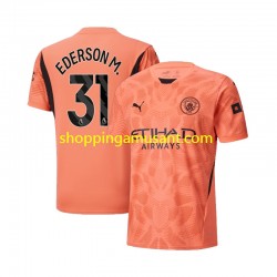 Maillot de Foot Manchester City Ederson M 31 Gardien Homme Extérieur 2024-2025 Manche Courte