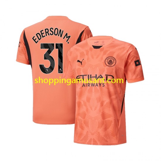 Maillot de Foot Manchester City Ederson M 31 Gardien Homme Extérieur 2024-2025 Manche Courte