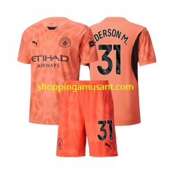 Maillot de Foot Manchester City Ederson M 31 Gardien Enfant Extérieur 2024-2025 Manche Courte