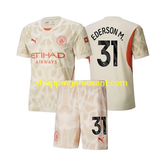 Maillot de Foot Manchester City Ederson M 31 Gardien Enfant Neutre 2024-2025 Manche Courte