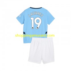 Maillot de Foot Manchester City Julian Alvarez 19 Enfant Domicile 2024-2025 Manche Courte