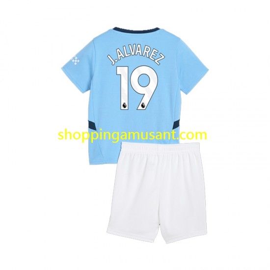 Maillot de Foot Manchester City Julian Alvarez 19 Enfant Domicile 2024-2025 Manche Courte