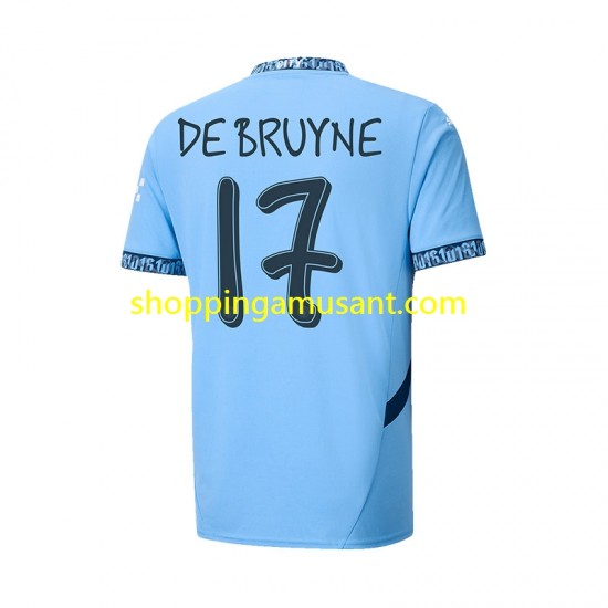Maillot de Foot Manchester City UCL Font DE BRUYNE 17 Homme Domicile 2024-2025 Manche Courte