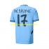 Maillot de Foot Manchester City UCL Font DE BRUYNE 17 Homme Domicile 2024-2025 Manche Courte