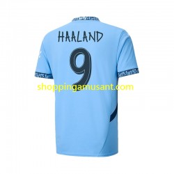 Maillot de Foot Manchester City UCL Font Haaland 9 Homme Domicile 2024-2025 Manche Courte