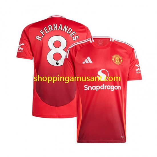 Maillot de Foot Manchester United Bruno Fernandes 8 Homme Domicile 2024-2025 Manche Courte