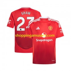 Maillot de Foot Manchester United Luke Shaw 23 Homme Domicile 2024-2025 Manche Courte