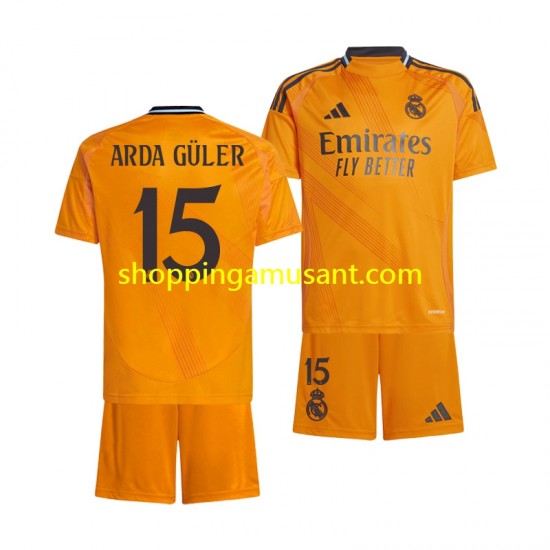 Maillot de Foot Real Madrid Arda Guler 15 Enfant Extérieur 2024-2025 Manche Courte