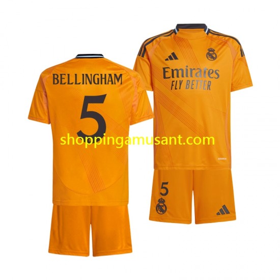 Maillot de Foot Real Madrid BELLINGHAM 5 Enfant Extérieur 2024-2025 Manche Courte