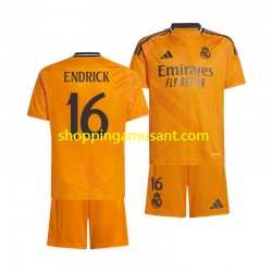 Maillot de Foot Real Madrid ENDRICK 16 Enfant Extérieur 2024-2025 Manche Courte
