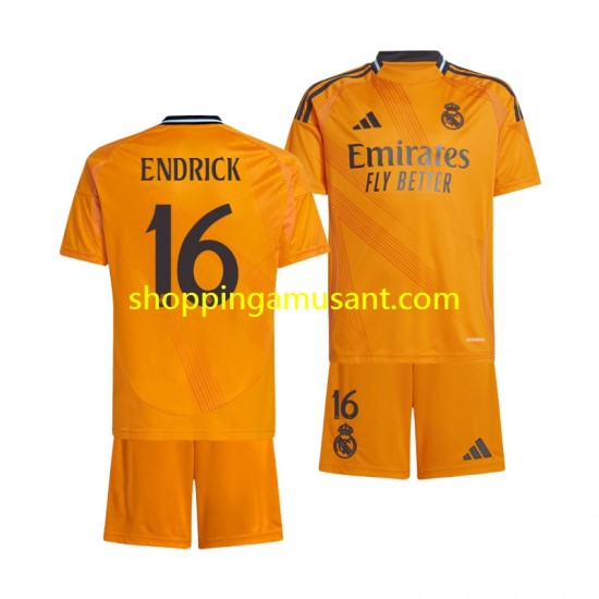 Maillot de Foot Real Madrid ENDRICK 16 Enfant Extérieur 2024-2025 Manche Courte