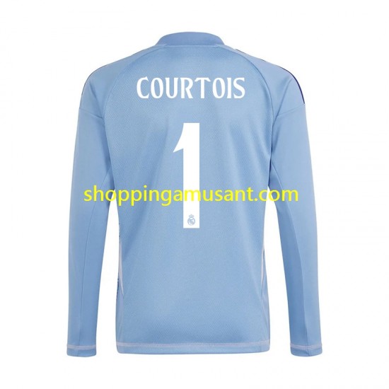 Maillot de Foot Real Madrid Thibaut Courtois 1 Gardien Homme Domicile 2024-2025 Manche Longue