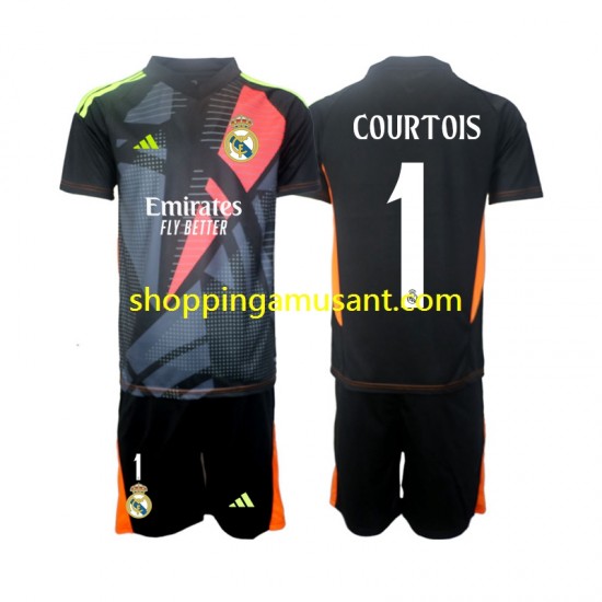 Maillot de Foot Real Madrid Thibaut Courtois 1 Gardien Enfant Extérieur 2024-2025 Manche Courte